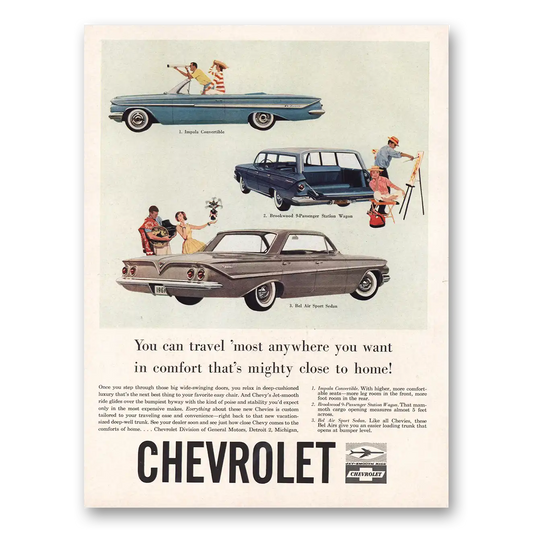 1961 Chevrolet Impala Convertible Brookwood Station Wagon Vintage Magazine Print Ad