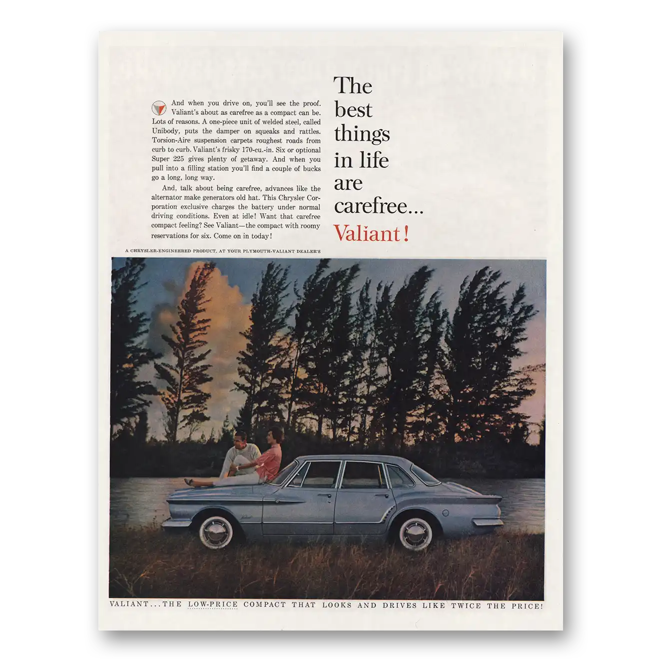 1961 Plymouth Valiant Best Things in Life are Carefree Vintage Magazine Print Ad