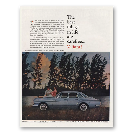 1961 Plymouth Valiant Best Things in Life are Carefree Vintage Magazine Print Ad