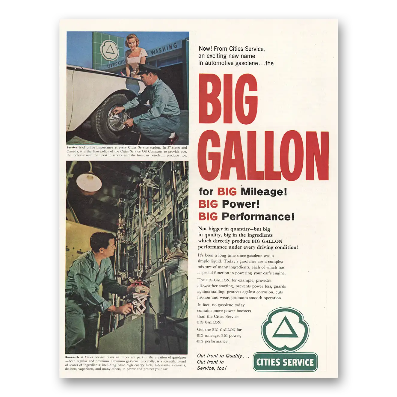 1961 Cities Service Big Gallon Big Mileage Vintage Magazine Print Ad