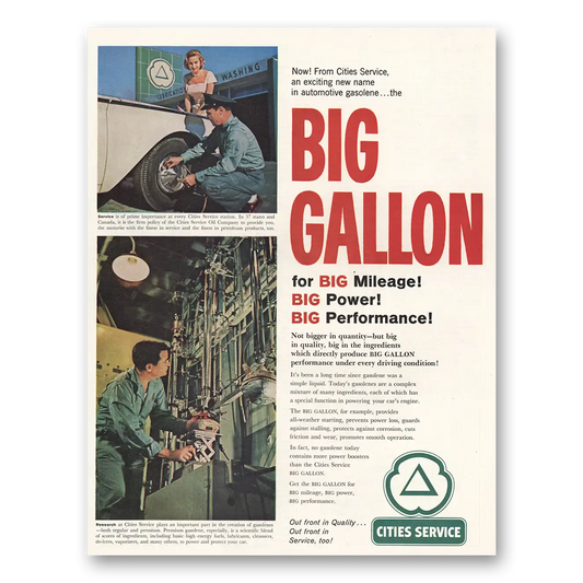 1961 Cities Service Big Gallon Big Mileage Vintage Magazine Print Ad