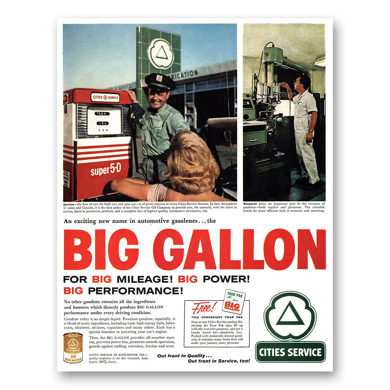 1961 Cities Service Big Gallon Vintage Magazine Print Ad