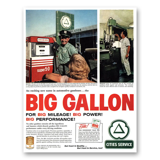 1961 Cities Service Big Gallon Vintage Magazine Print Ad