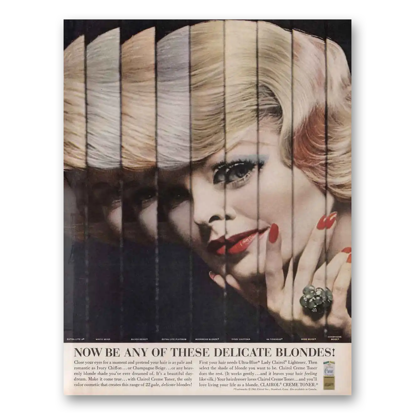 1961 Clairol Creme Toner Delicate Blondes Vintage Magazine Print Ad