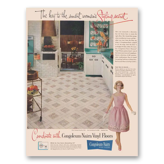 1961 Congoleum-Nairn Vinyl Floors Vinyl Floors Coordinate Vintage Magazine Print Ad