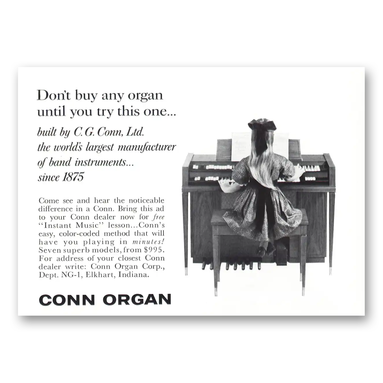 1961 Conn Organ Don't Buy Any Organ Until You Try This One Vintage Magazine Print Ad