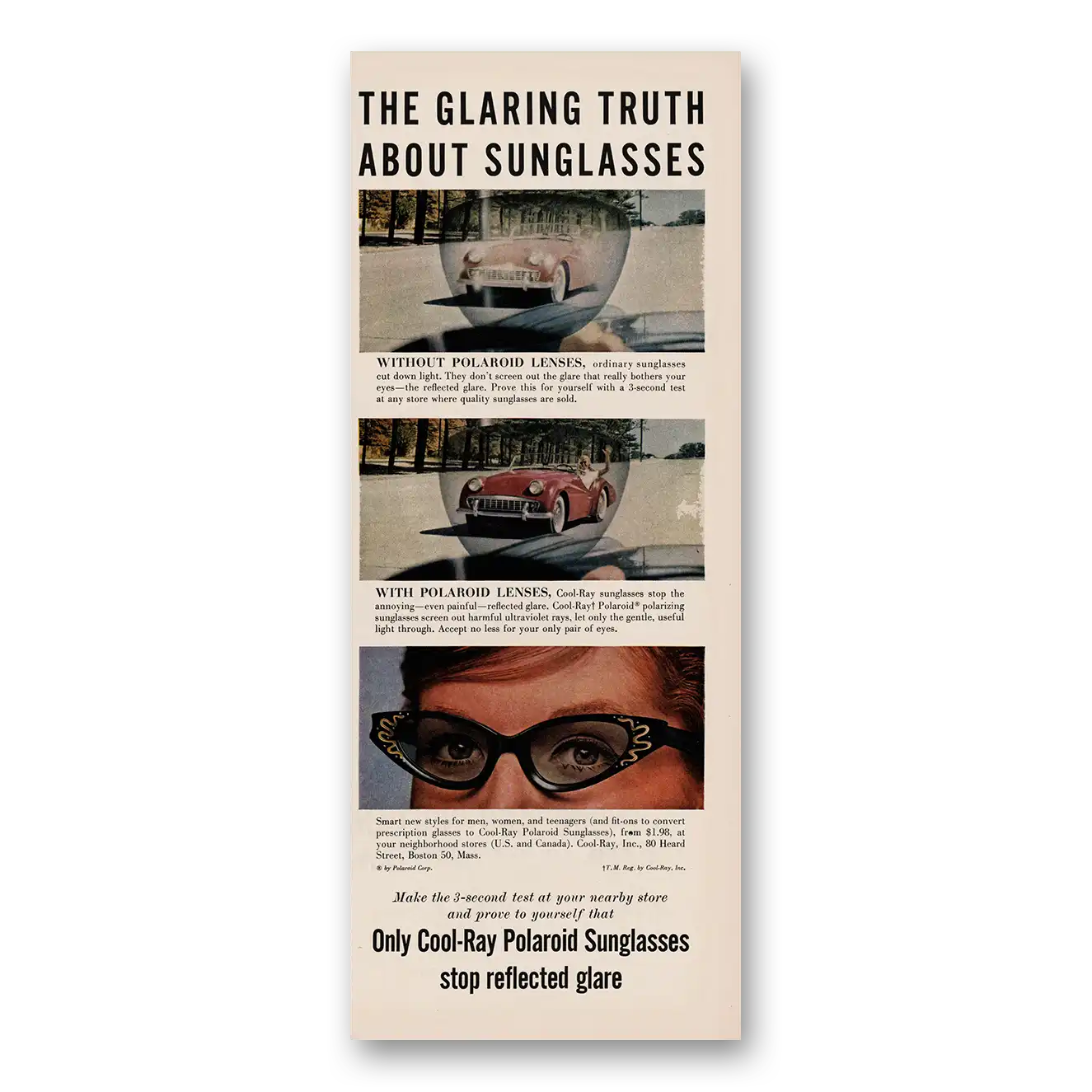 1961 Cool Ray Sunglasses Polaroid Sunglasses Glaring Truth Vintage Magazine Print Ad