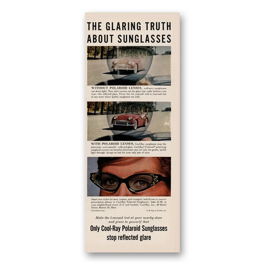 1961 Cool Ray Sunglasses Polaroid Sunglasses Glaring Truth Vintage Magazine Print Ad