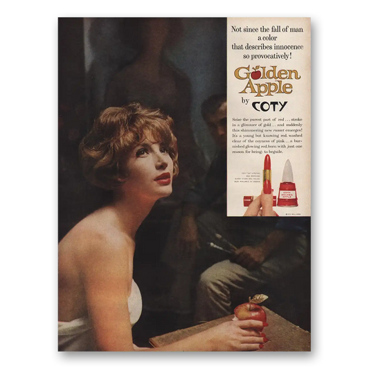 1961 Coty Nail Polish Golden Apple by Coty Color That Describes Innocence Vintage Magazine Print Ad