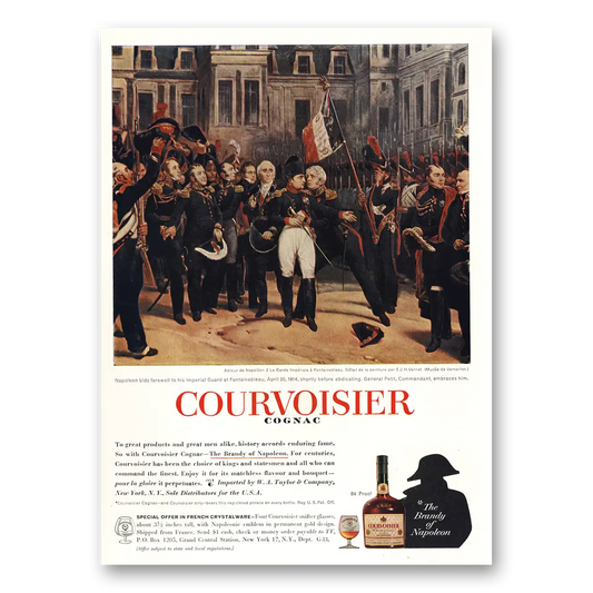 1961 Courvoisier Napoleon Bids Farewell Vintage Magazine Print Ad