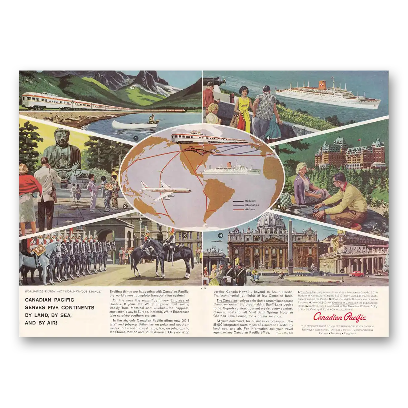 1961 Canadian Pacific By Land By Sea and By Air Vintage Magazine Print Ad