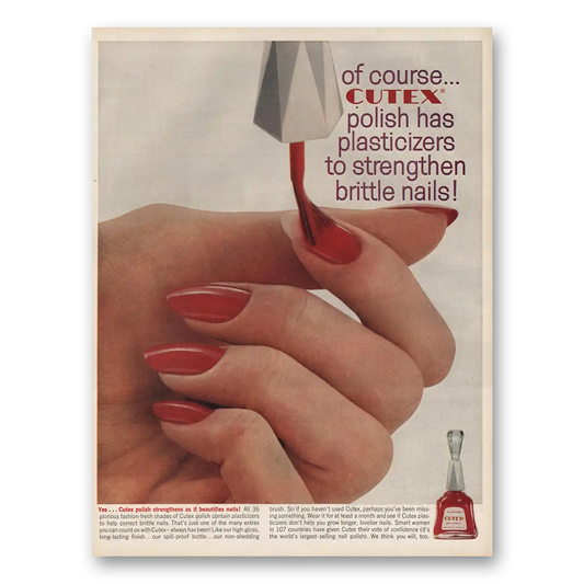 1961 Cutex Nail Polish Polish Has Plasticizers Vintage Magazine Print Ad