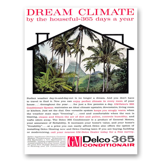 1961 GM Delco Conditionair Dream Climate Vintage Magazine Print Ad