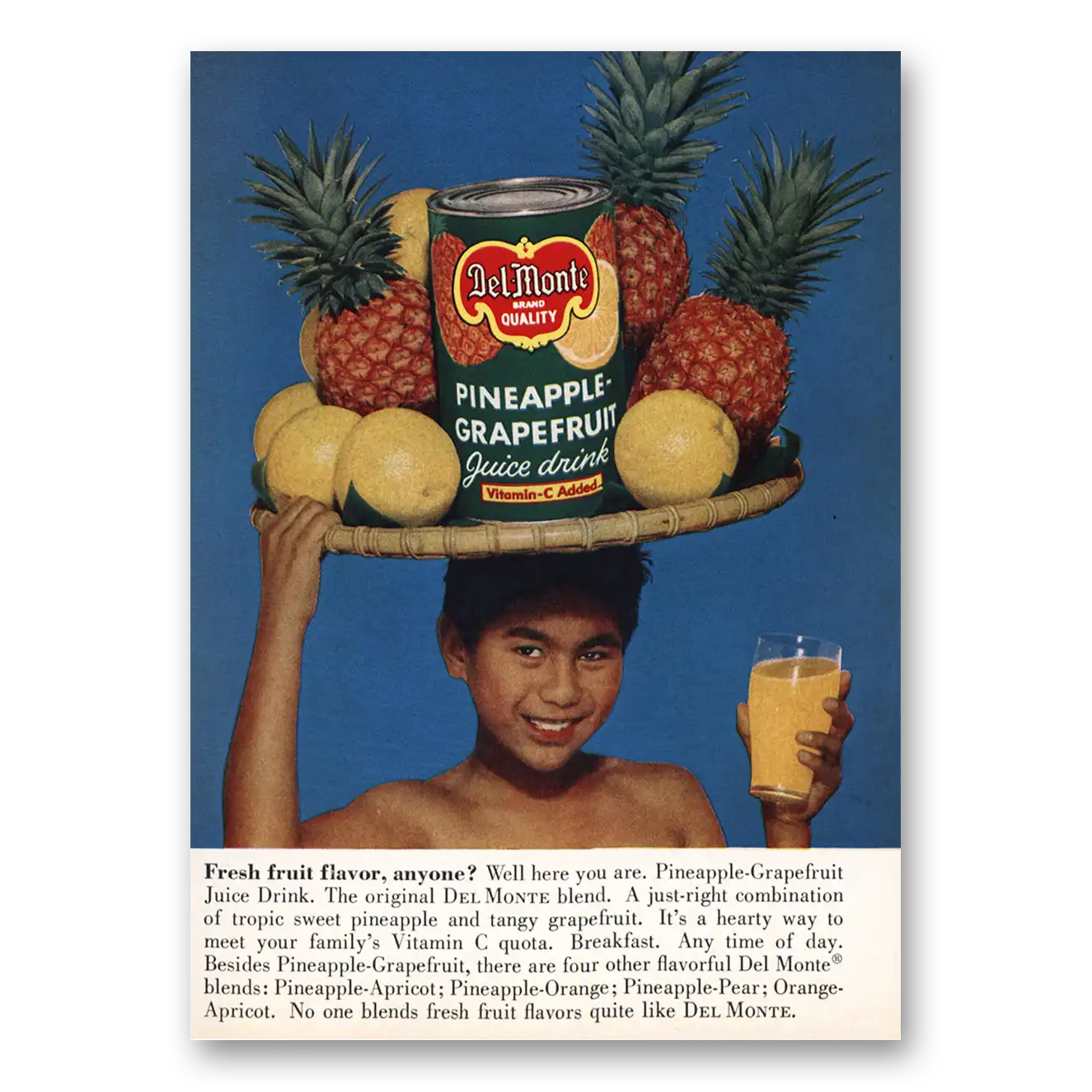 1961 Del Monte Pineapple Juice Pineapple Grapefruit Juice Vintage Magazine Print Ad