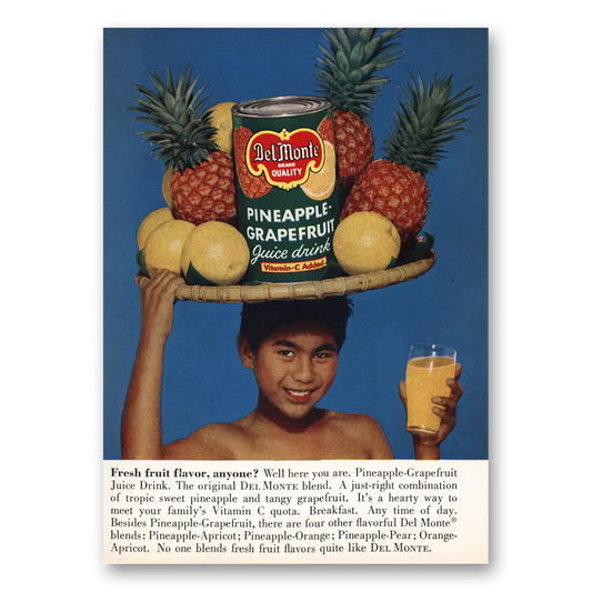 1961 Del Monte Pineapple Juice Pineapple Grapefruit Juice Vintage Magazine Print Ad