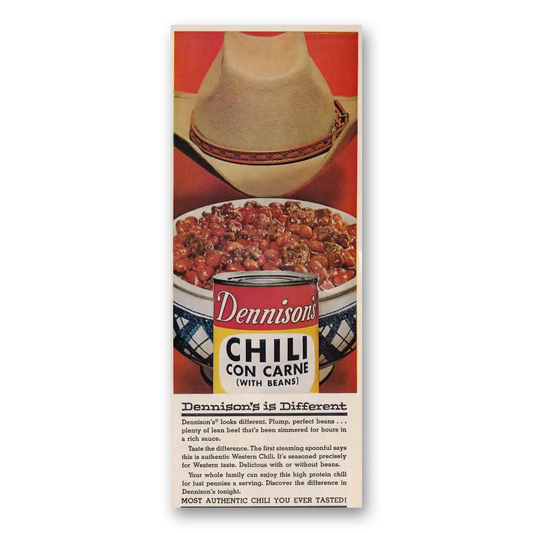 1961 Dennisons Chili Con Carne Dennisons is Different Vintage Magazine Print Ad