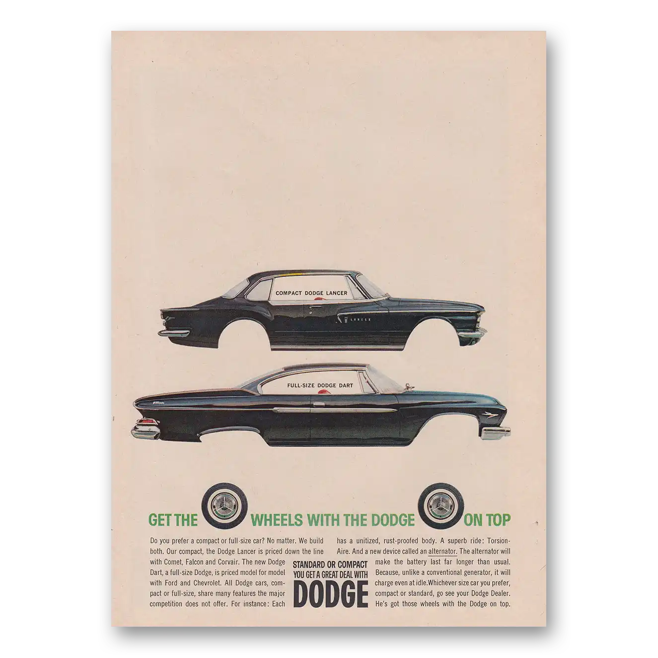 1961 Dodge Get the Wheels With the Dodge Vintage Magazine Print Ad