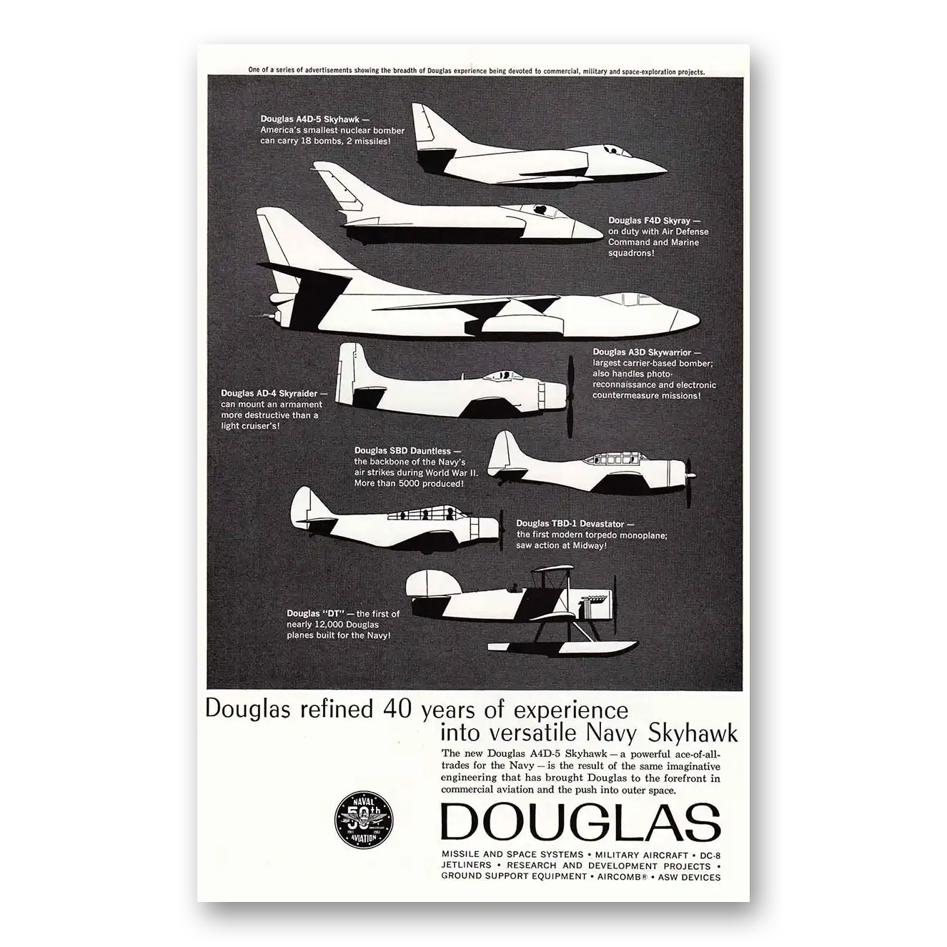 1961 Douglas Navy Skyhawk Vintage Magazine Print Ad