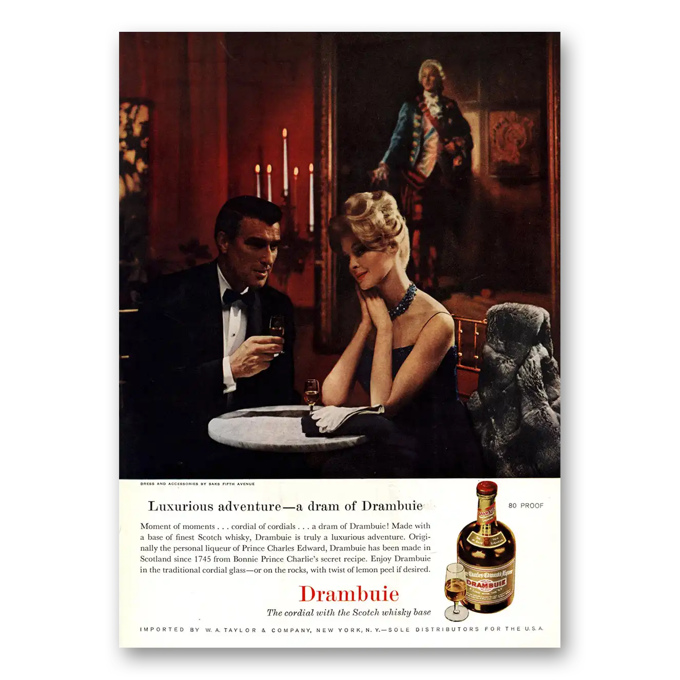 1961 Drambuie Luxurious Adventure Vintage Magazine Print Ad