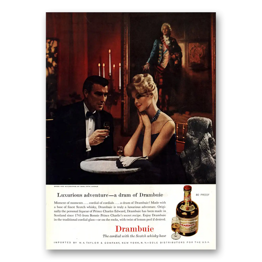 1961 Drambuie Luxurious Adventure Vintage Magazine Print Ad