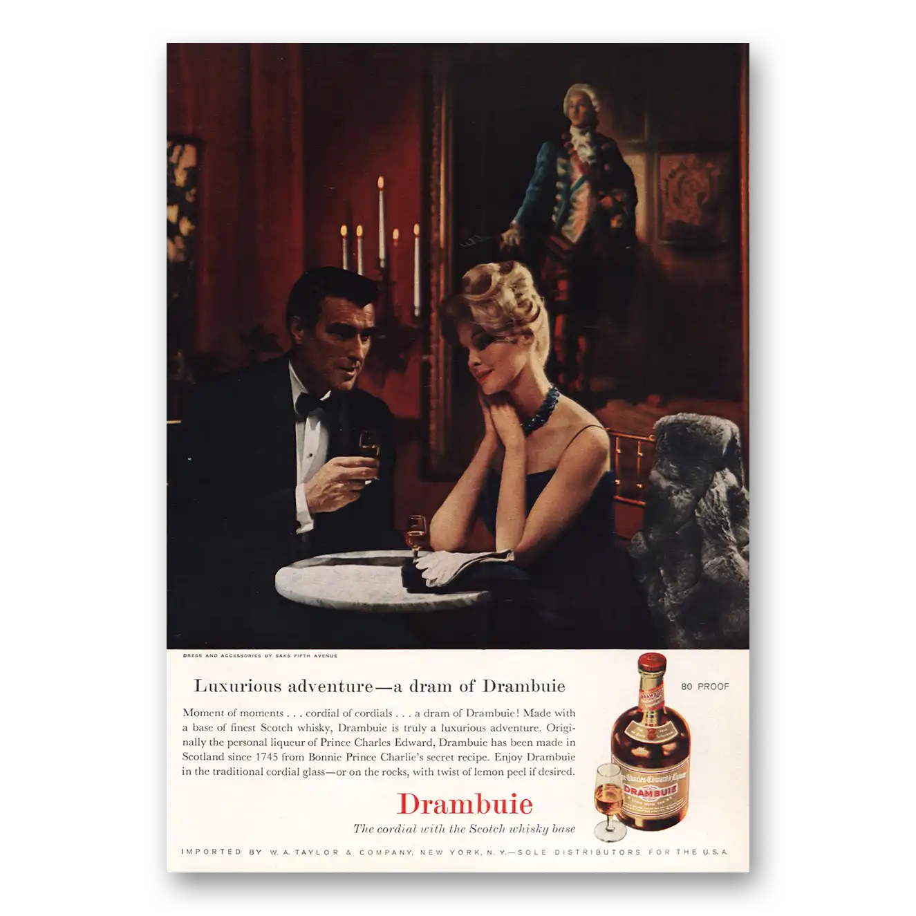 1961 Drambuie Luxurious Adventure Vintage Magazine Print Ad