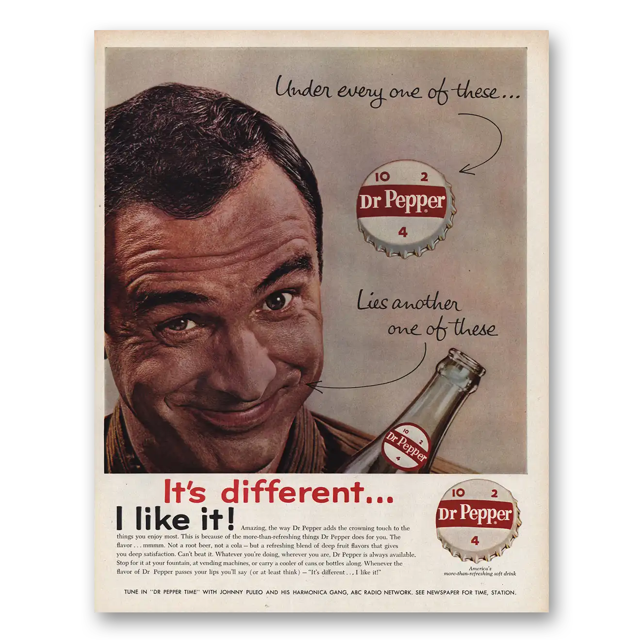 1961 Dr Pepper Under Every One of These Vintage Magazine Print Ad