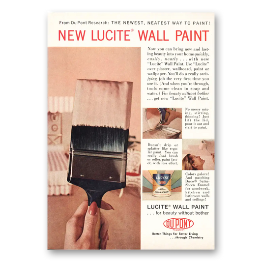 1961 DuPont Lucite Paint New Lucite Wall Paint Vintage Magazine Print Ad