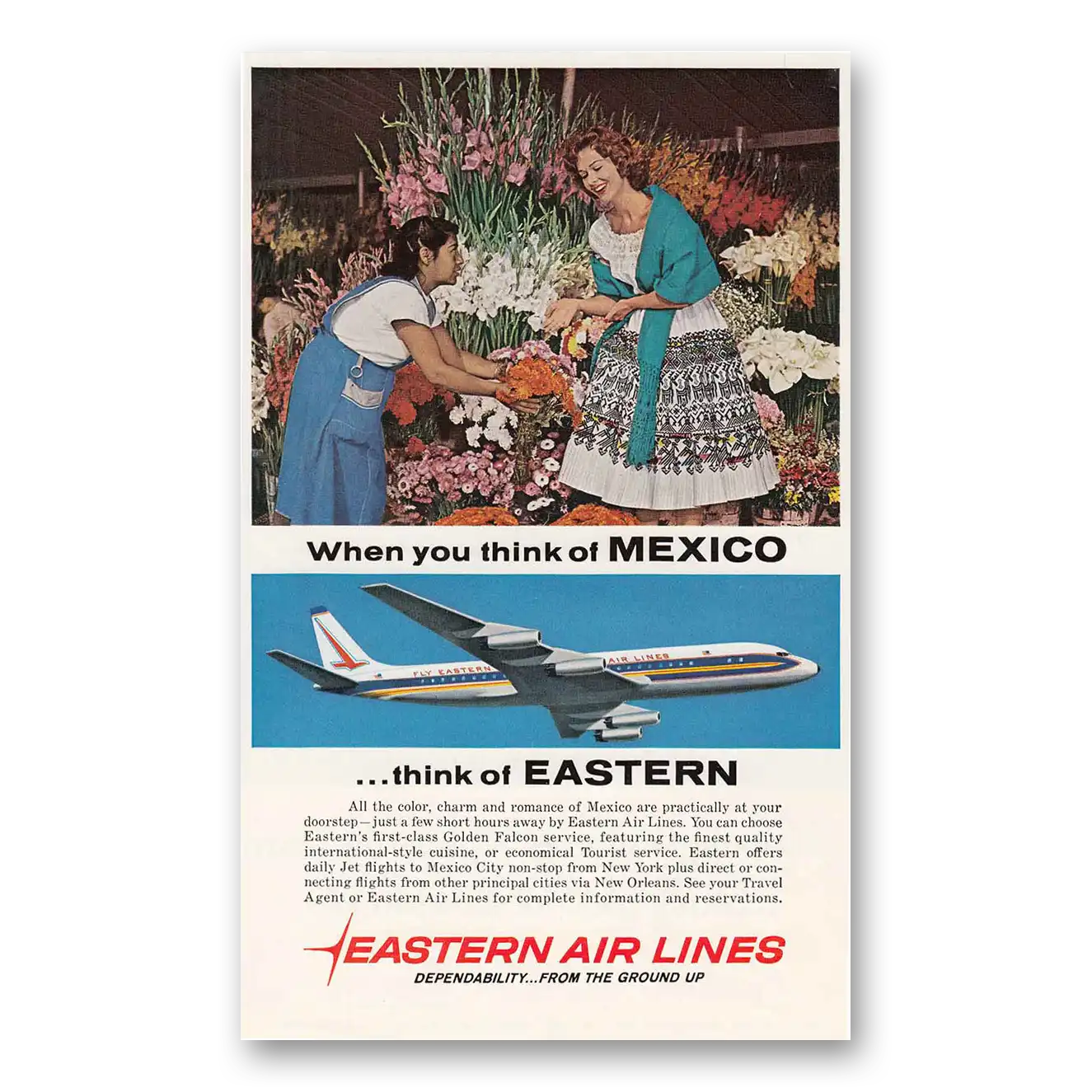 1961 Eastern Airlines When You Think of Mexico Vintage Magazine Print Ad