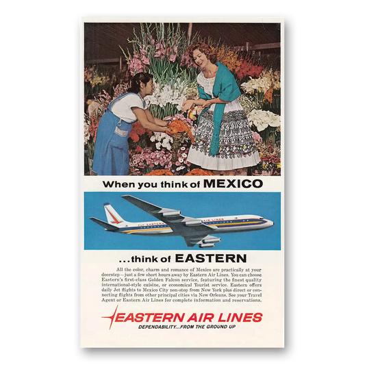 1961 Eastern Airlines When You Think of Mexico Vintage Magazine Print Ad