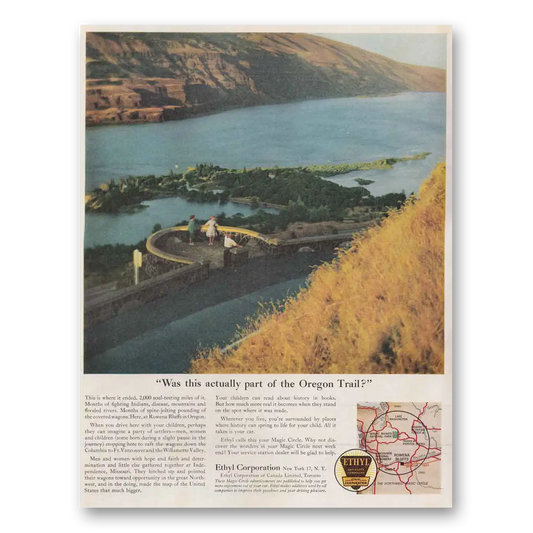 1961 Ethyl Gasoline Actually Part of the Oregon Trail Vintage Magazine Print Ad