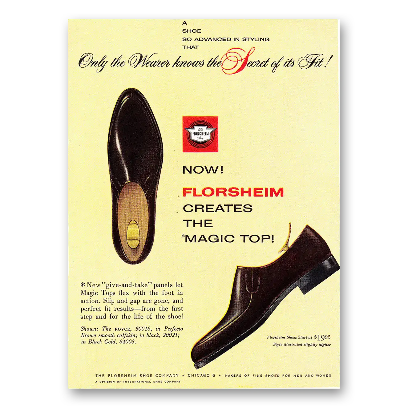 1961 Florsheim Shoes Creates the Magic Top Vintage Magazine Print Ad