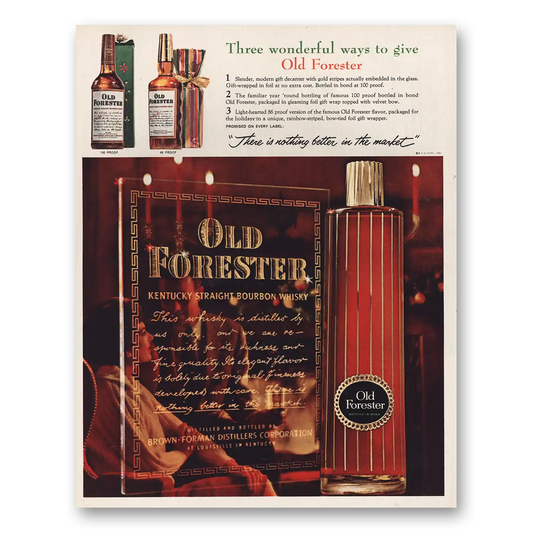 1961 Old Forester Whisky Wonderful Ways to Give Vintage Magazine Print Ad