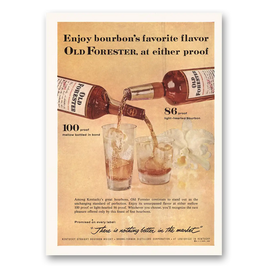 1961 Old Forester Bourbons Favorite Flavor Vintage Magazine Print Ad