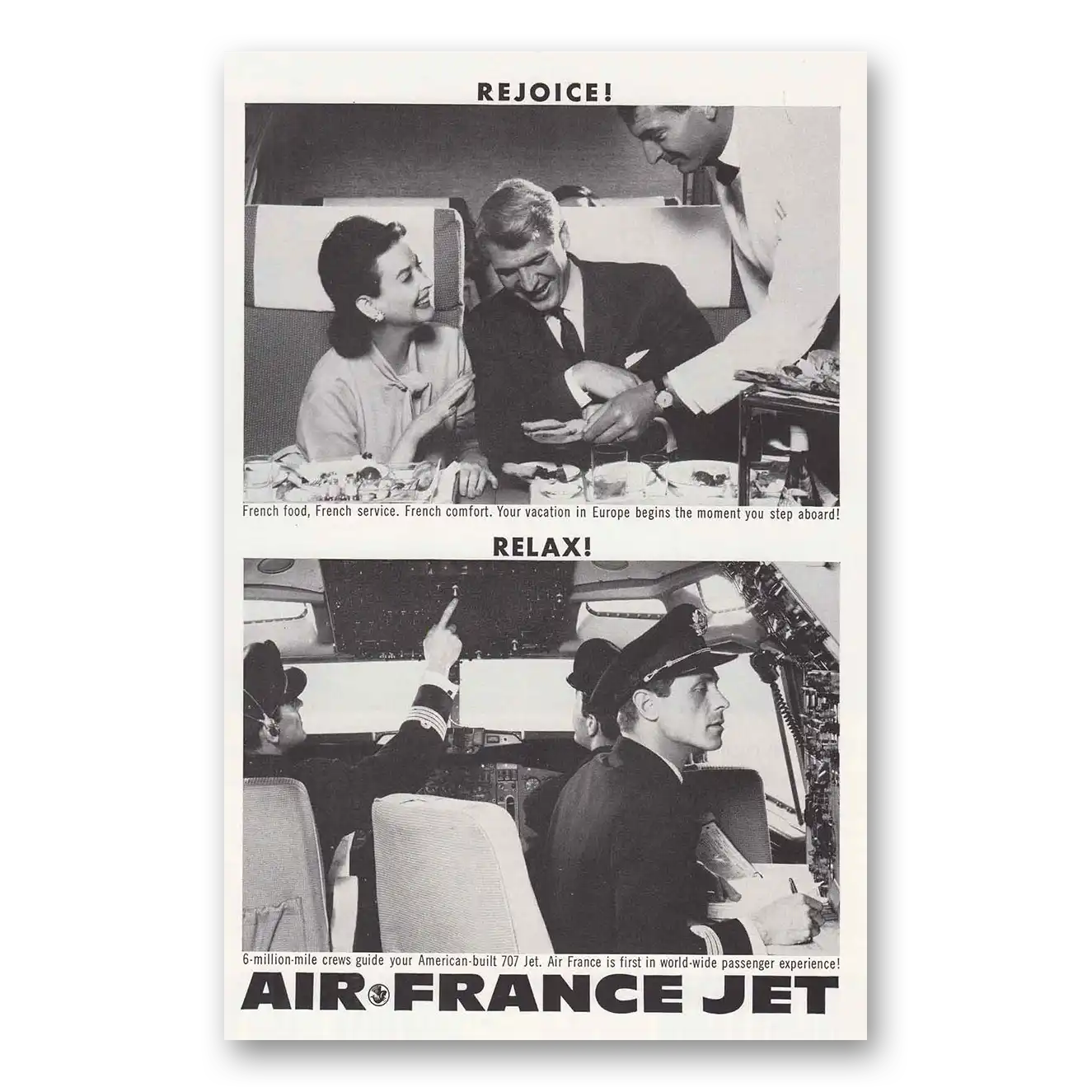 1961 Air France French Food French Service Vintage Magazine Print Ad