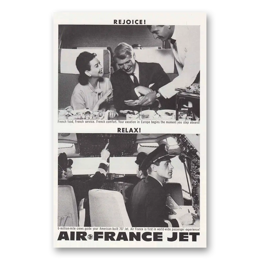 1961 Air France French Food French Service Vintage Magazine Print Ad