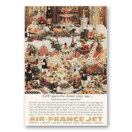 1961 Air France Guests for Dinner Vintage Magazine Print Ad