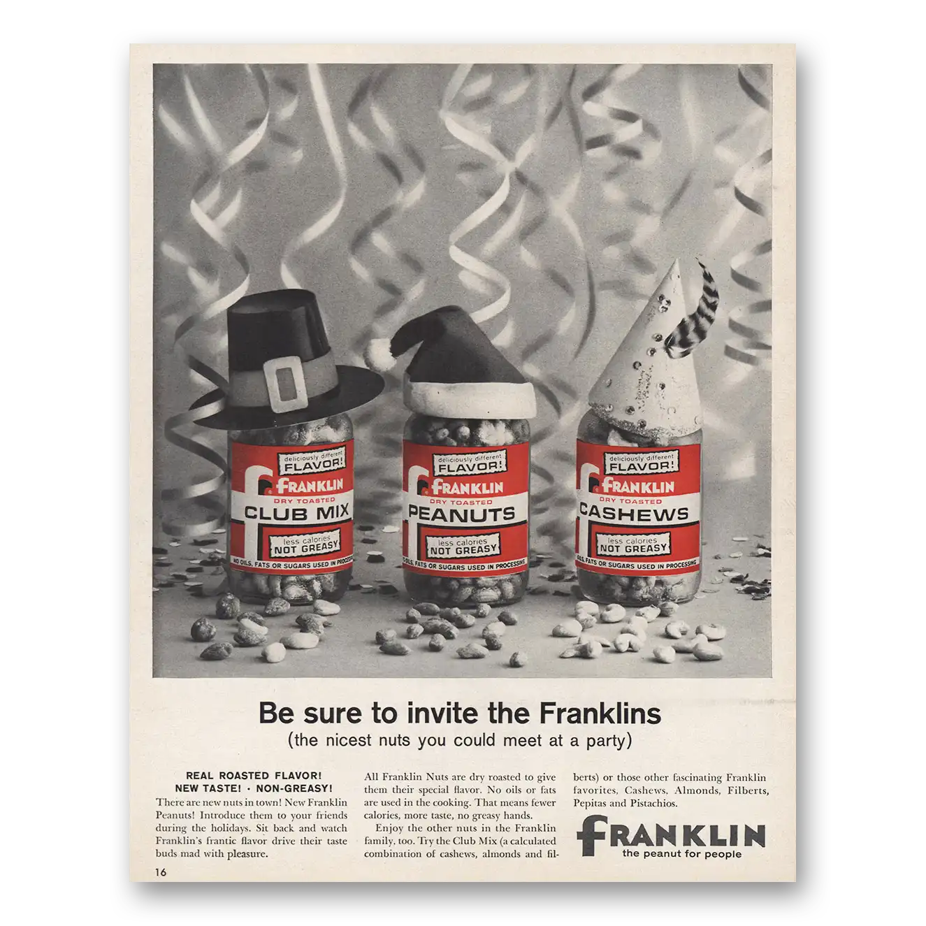 1961 Franklin Peanuts Invite the Franklins Vintage Magazine Print Ad