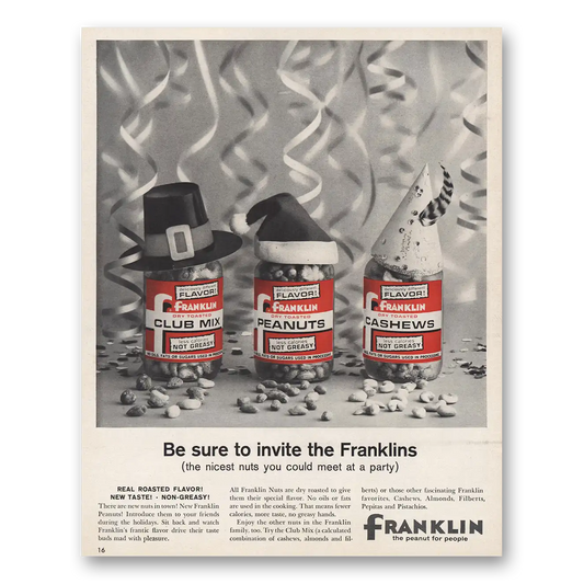 1961 Franklin Peanuts Invite the Franklins Vintage Magazine Print Ad