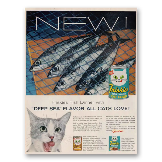 1961 Friskies Cat Food Deep Sea Flavor Vintage Magazine Print Ad