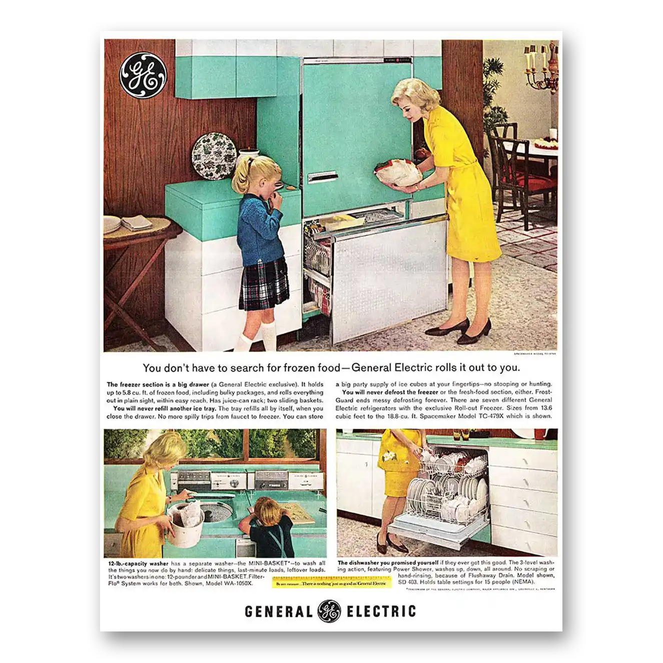 1963 General Electric Freezer Search for Frozen Food Vintage Magazine Print Ad