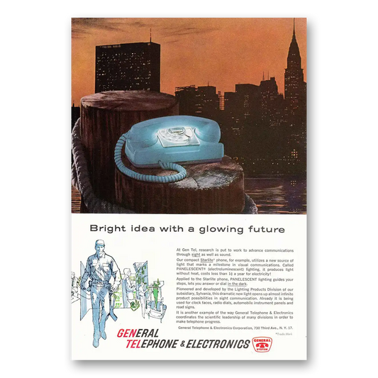 1961 General Telephone GTE Glowing Future Vintage Magazine Print Ad