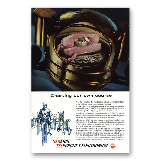 1961 General Telephone GTE Charting Our Own Course Vintage Magazine Print Ad