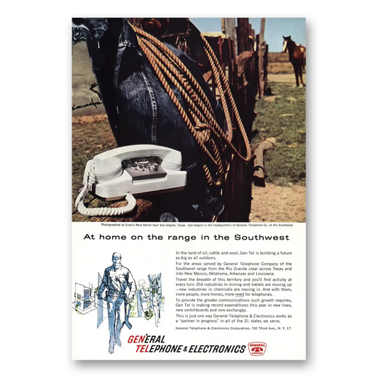 1961 General Telephone GTE Home on the Range Vintage Magazine Print Ad