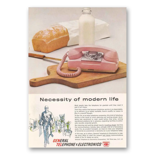 1961 General Telephone GTE Modern Life Pink Phone Vintage Magazine Print Ad