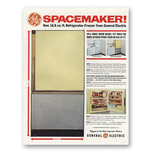 1961 General Electric Refrigerator Spacemaker Refrigerator Freezer Vintage Magazine Print Ad