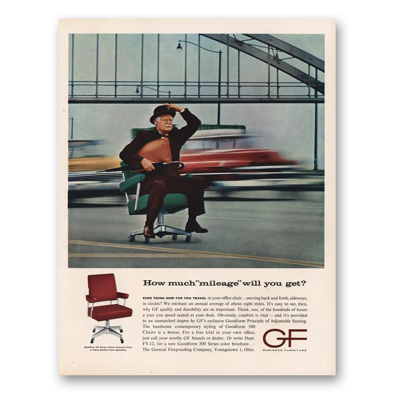 1961 General Fireproofing Business Furniture How Much Mileage Will You Get Vintage Magazine Print Ad