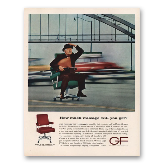 1961 General Fireproofing Business Furniture How Much Mileage Will You Get Vintage Magazine Print Ad