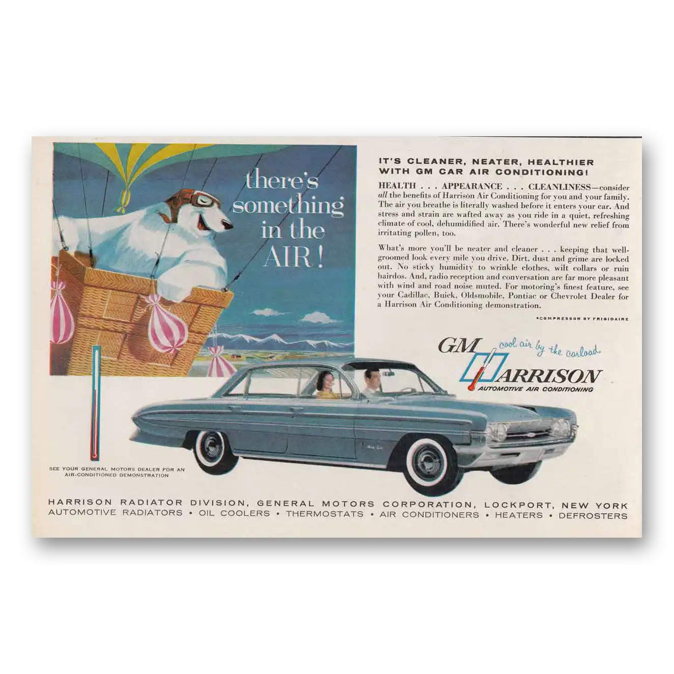 1961 GM Harrison Air Conditioning Theres Something in the Air Vintage Magazine Print Ad