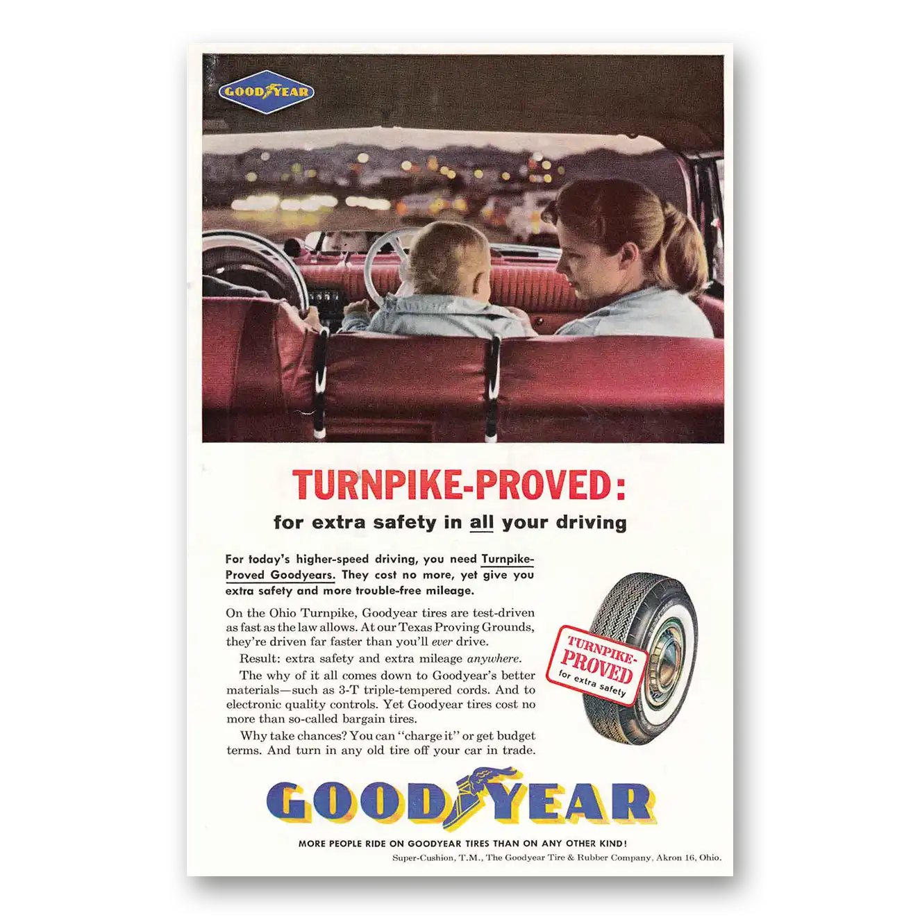 1961 Goodyear Tires Turnpike Proved Vintage Magazine Print Ad