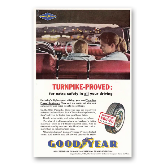 1961 Goodyear Tires Turnpike Proved Vintage Magazine Print Ad